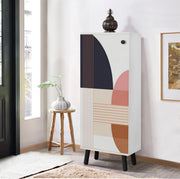 Sapateira estilosa, branca e preta, 50 x 135 x 38 cm | Aglomerado 100% revestido em melamina, pés e puxadores de madeira maciça | Revestimento UV durável, amplo espaço de armazenamento