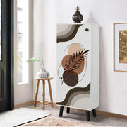 Sapateira estilosa, branca e preta, 50 x 135 x 38 cm | Aglomerado 100% revestido em melamina, pés e puxadores de madeira maciça | Revestimento UV durável, amplo espaço de armazenamento