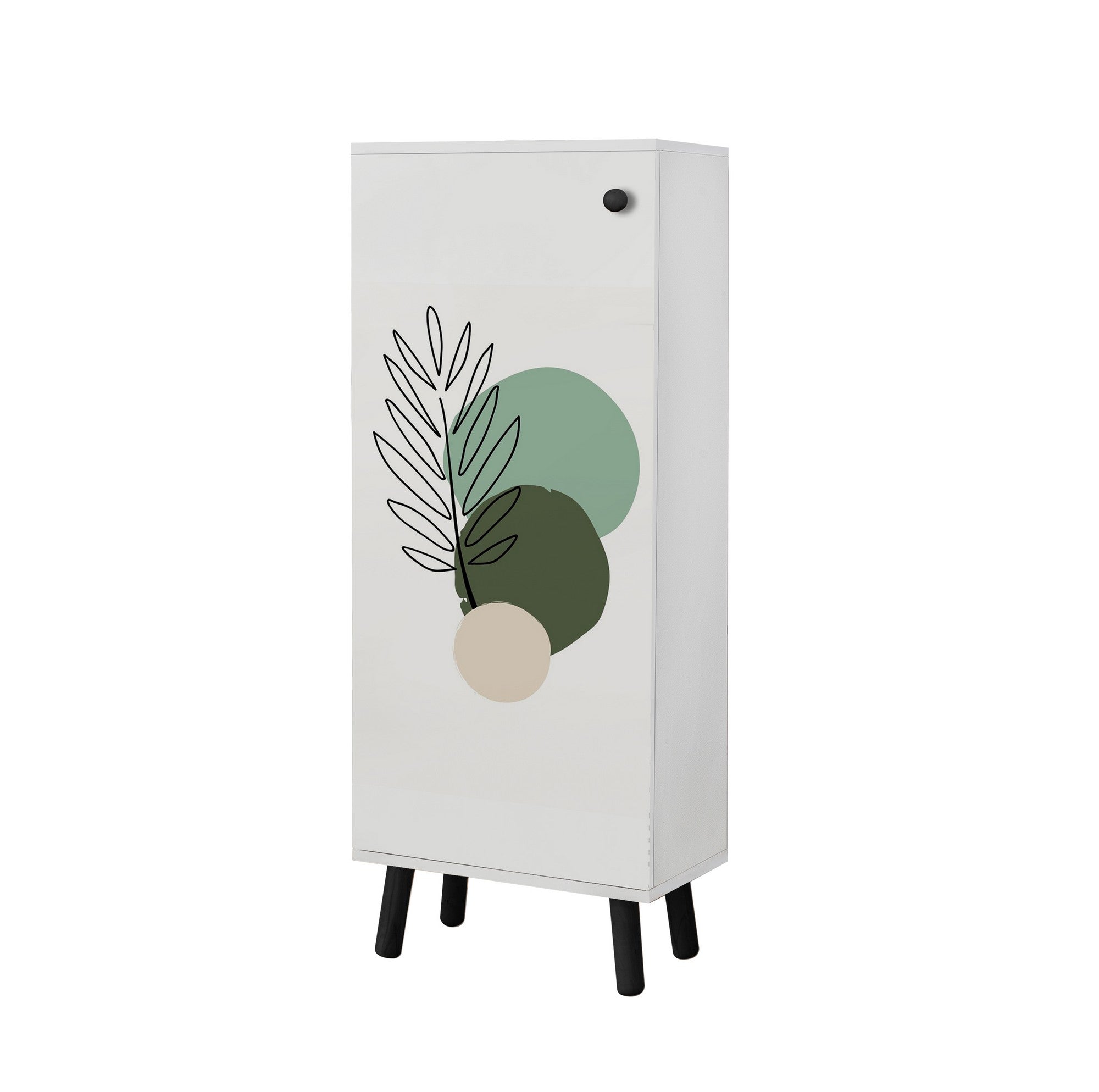 Sapateira estilosa, branca e preta, 50 x 135 x 38 cm | Aglomerado 100% revestido em melamina, pés e puxadores de madeira maciça | Revestimento UV durável, amplo espaço de armazenamento