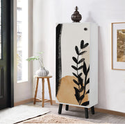 Sapateira estilosa, branca e preta, 50 x 135 x 38 cm | Aglomerado 100% revestido em melamina, pés e puxadores de madeira maciça | Revestimento UV durável, amplo espaço de armazenamento