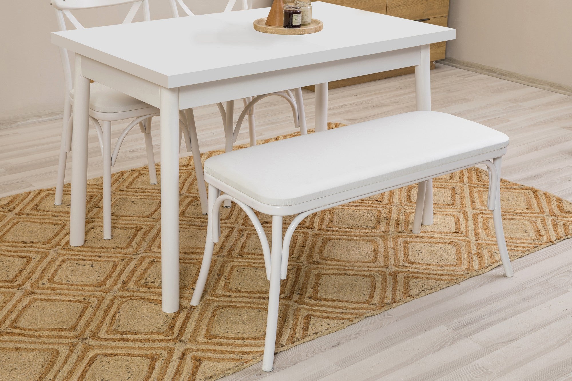 Elegante conjunto de mesa de jantar com 6 peças e cadeiras, branco, 120 x 75 x 75 cm | 100% aglomerado revestido em melamina, 18 mm de espessura | Perfeito para salas de jantar modernas