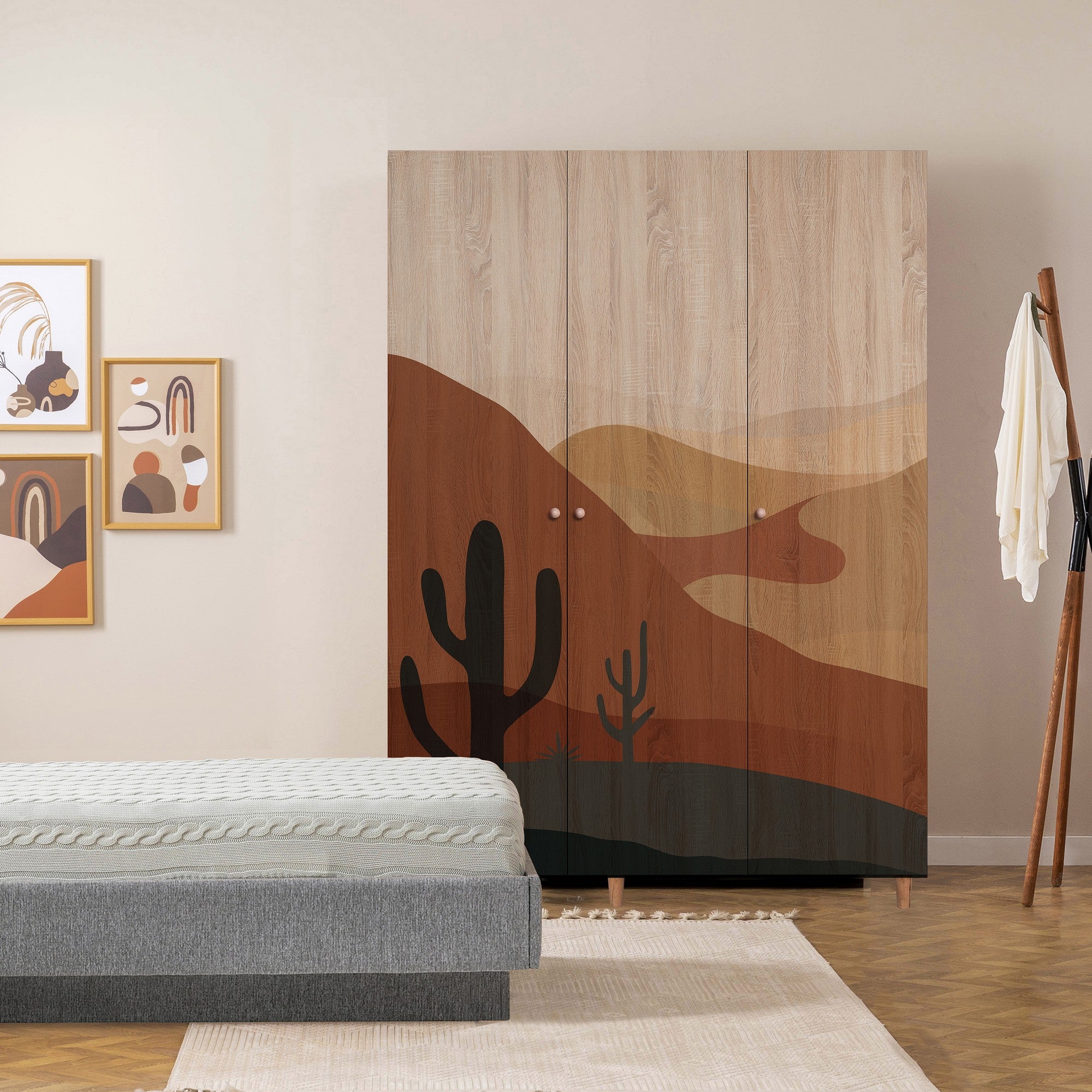 Guarda-roupa elegante – 135 x 192 x 52 cm – Cor Sonomo – Aglomerado revestido a melamina