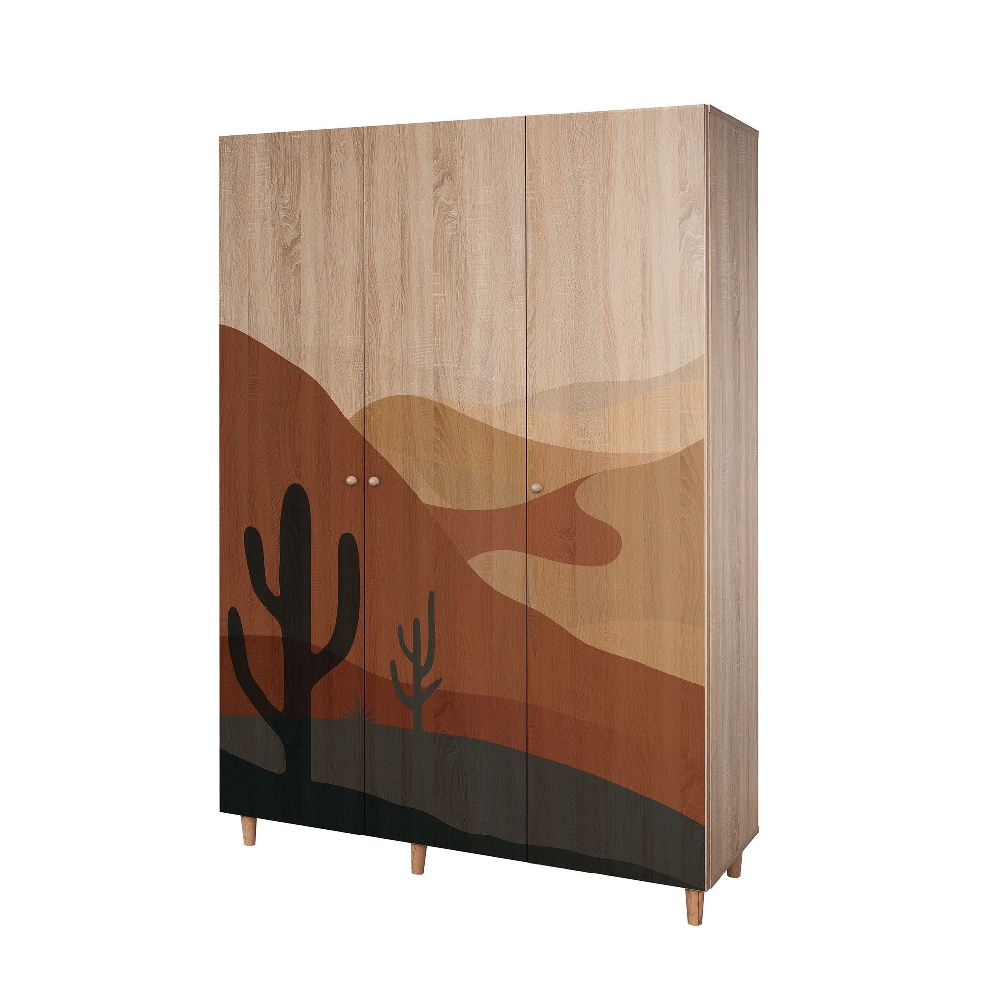 Guarda-roupa elegante – 135 x 192 x 52 cm – Cor Sonomo – Aglomerado revestido a melamina