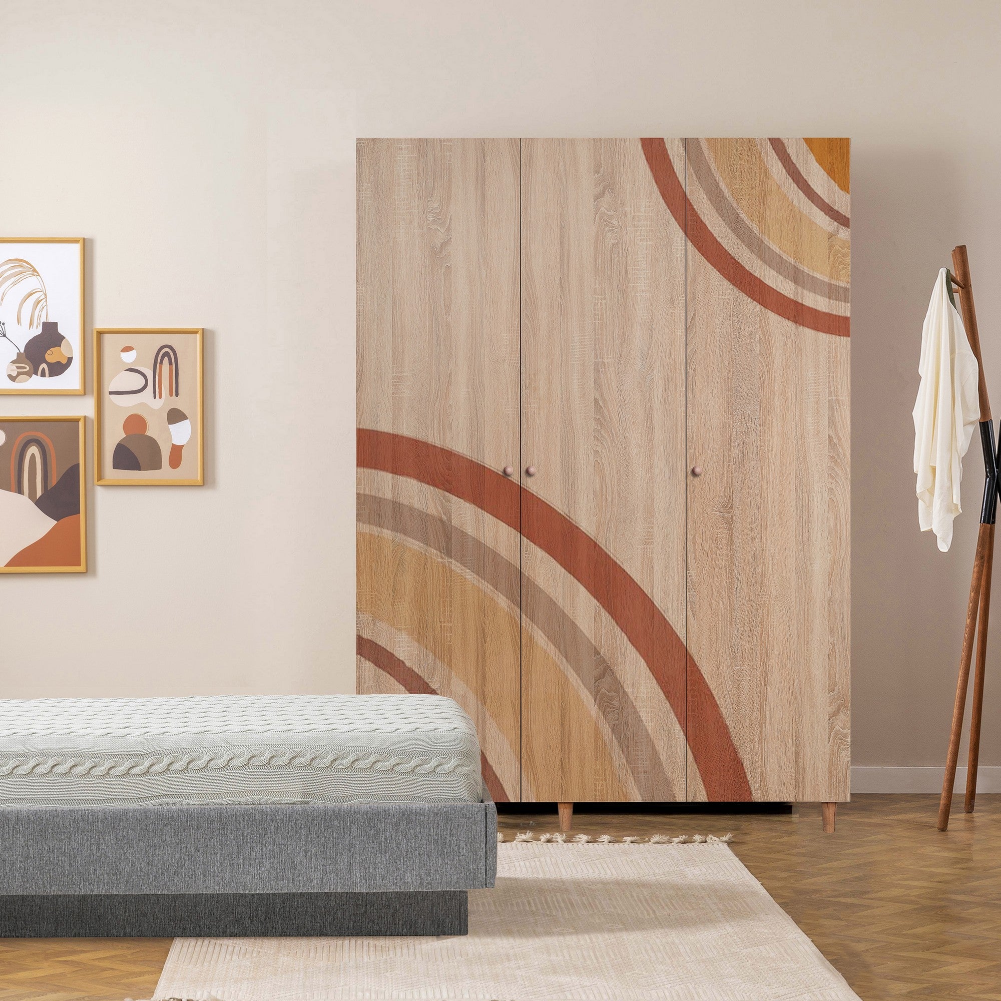 Guarda-roupa elegante – 135 x 192 x 52 cm – Cor Sonomo – Aglomerado