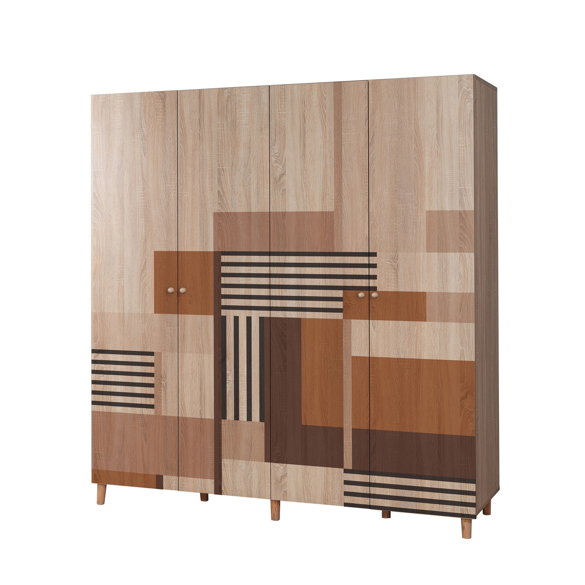 Guarda-roupa elegante – 180 x 192 x 52 cm – Cor Sonomo – Aglomerado 100% revestido em melamina