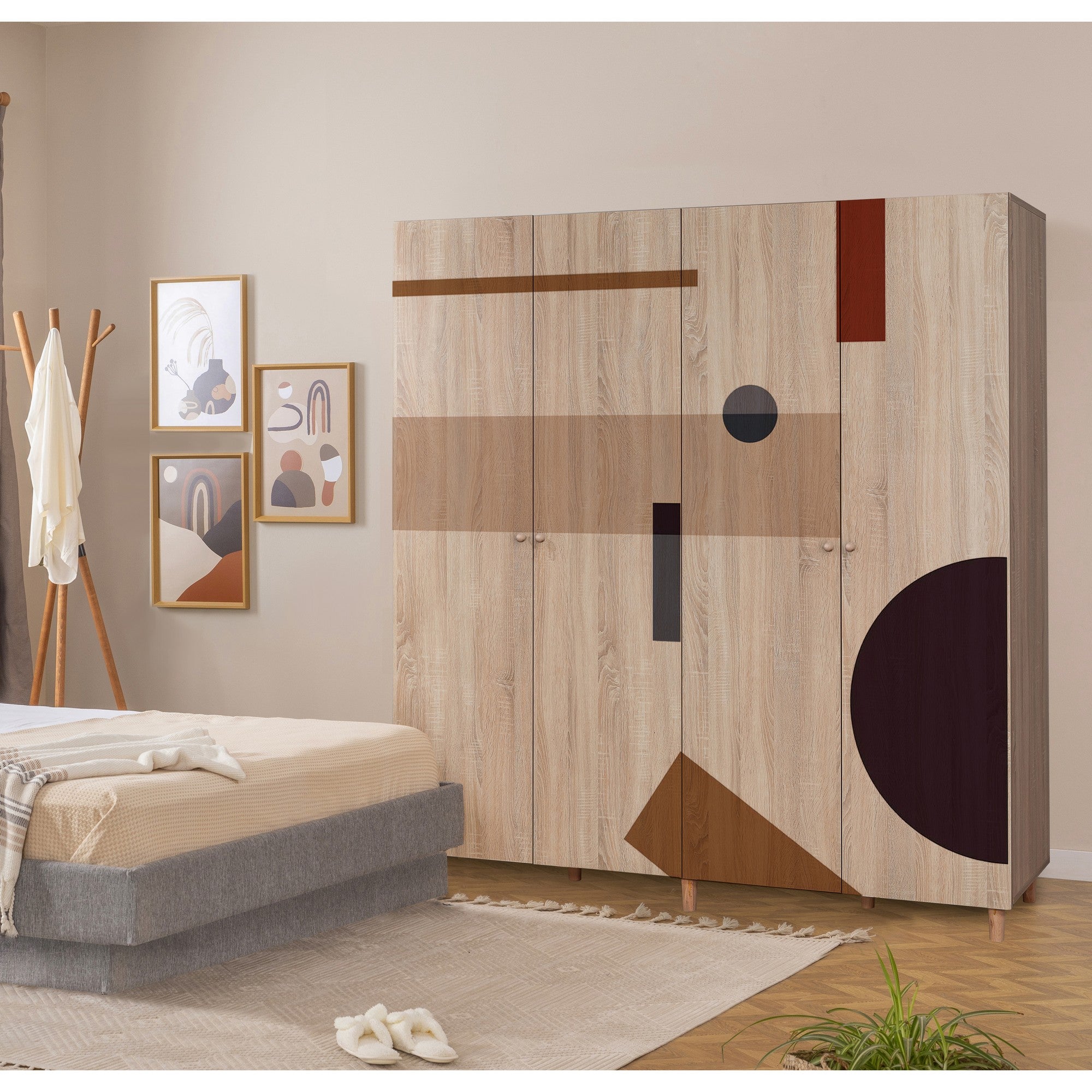 Guarda-roupa elegante – 180 x 192 x 52 cm – Cor Sonomo – Aglomerado