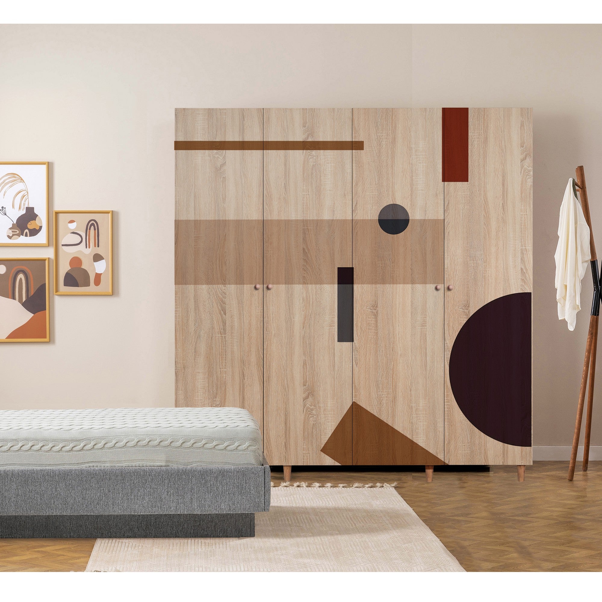 Guarda-roupa elegante – 180 x 192 x 52 cm – Cor Sonomo – Aglomerado