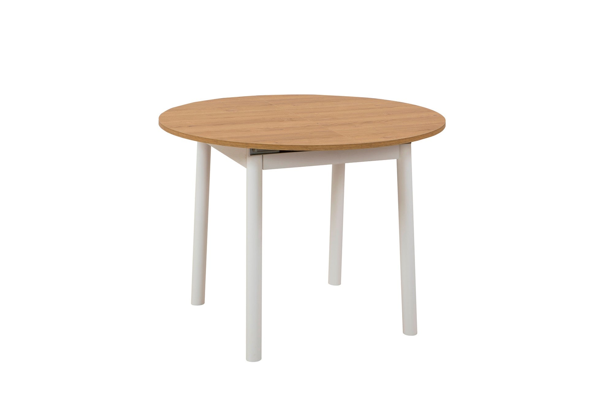 Conjunto de mesa de jantar extensível e cadeiras (5 peças), carvalho e branco, 100 x 100 cm (aberto: 139 cm) | 100% revestido em melamina, pernas de madeira de faia | Elegante e funcional para casas modernas