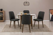 Conjunto de mesa de jantar extensível e cadeiras (5 peças), antracite e nogueira, 100 cm (aberto: 139 cm) | 100% revestido em melamina, 18 mm de espessura | Elegante e funcional para espaços de jantar modernos
