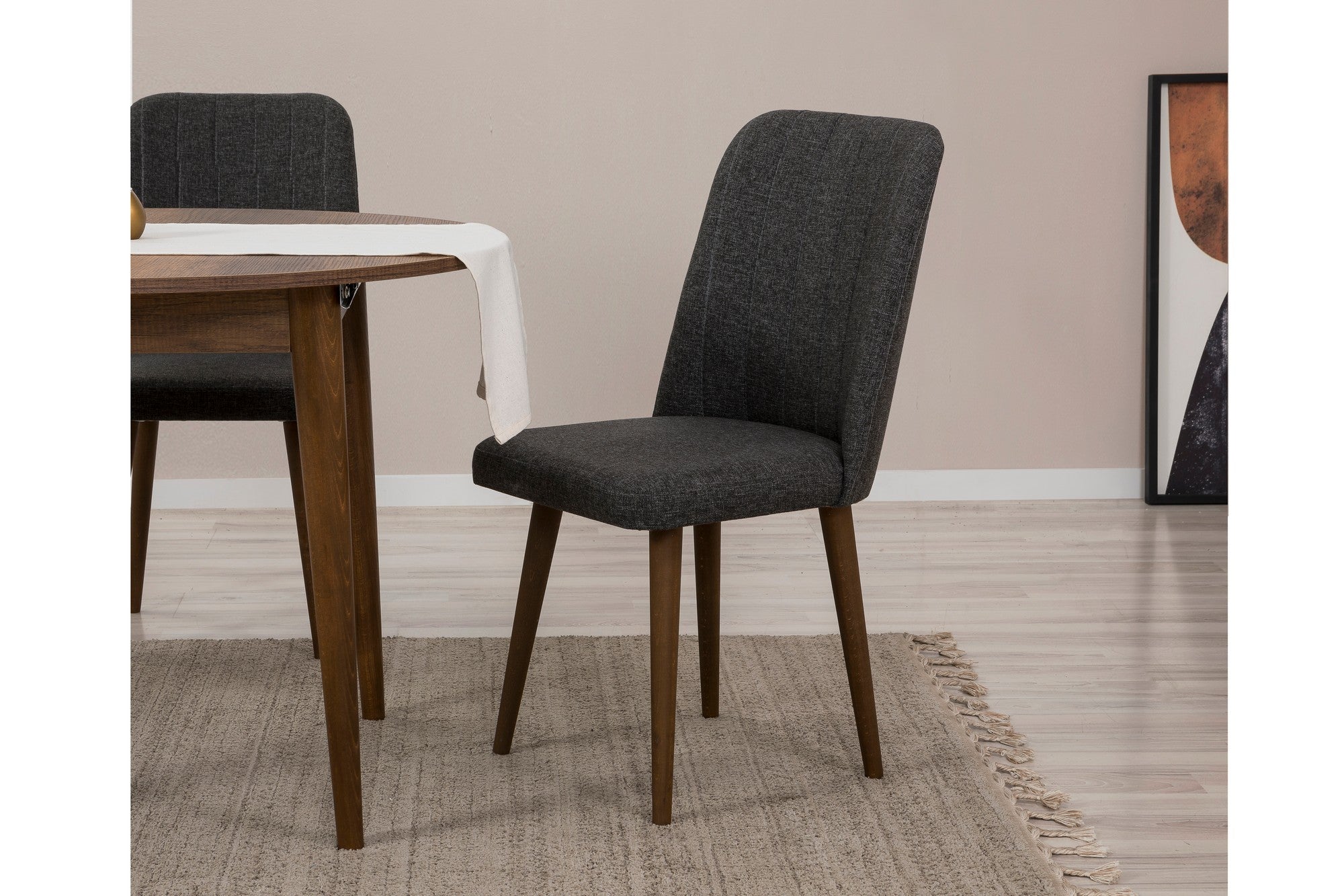 Conjunto de mesa de jantar extensível e cadeiras (5 peças), antracite e nogueira, 100 cm (aberto: 139 cm) | 100% revestido em melamina, 18 mm de espessura | Elegante e funcional para espaços de jantar modernos