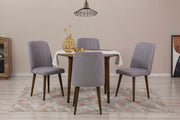 Conjunto de mesa de jantar extensível e cadeiras (5 peças), nogueira e cinza, 100 cm (aberto: 139 cm) | 100% revestido em melamina, 18 mm de espessura | Elegante e funcional para refeições modernas
