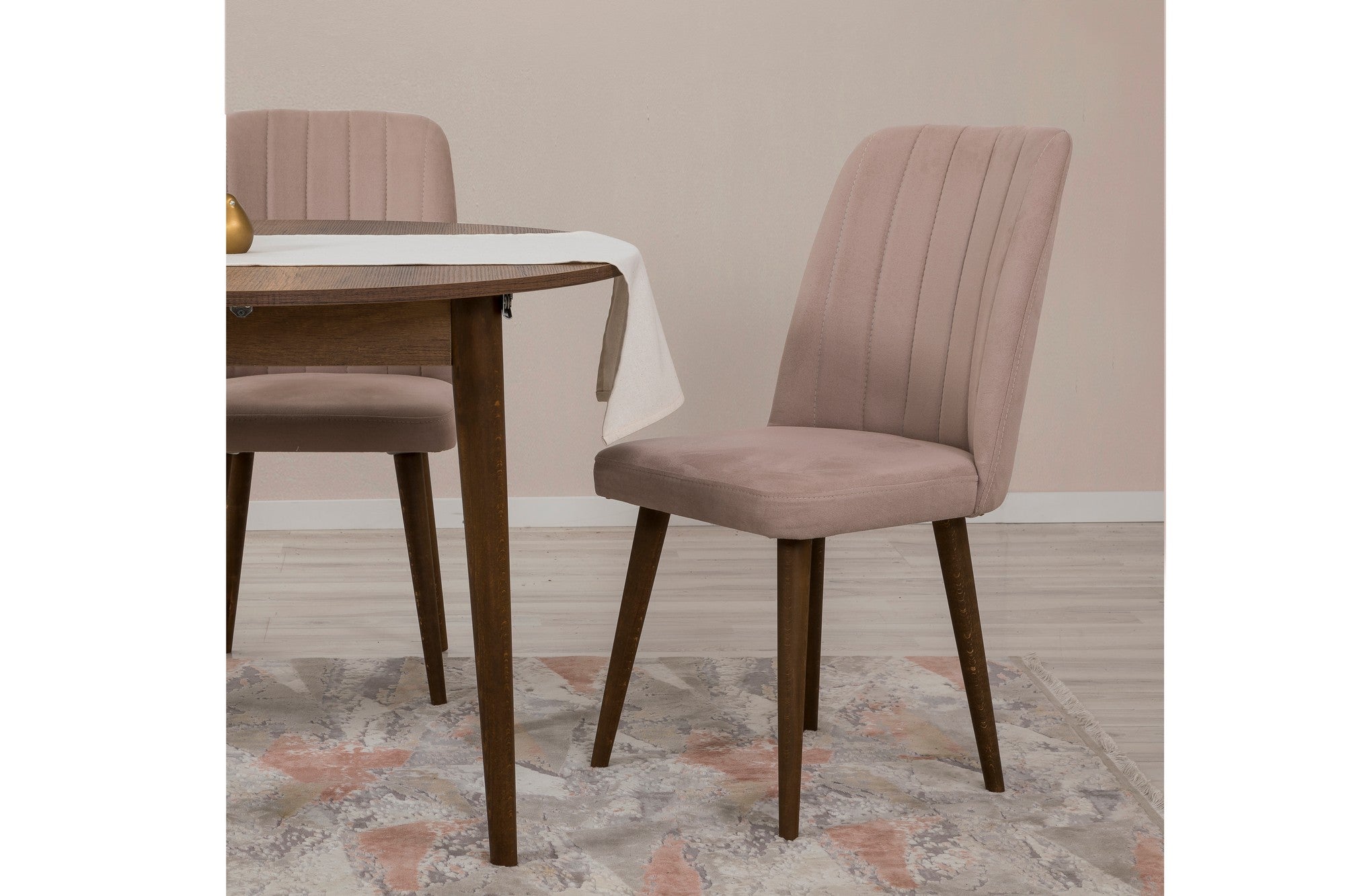 Conjunto de mesa de jantar extensível e cadeiras (5 peças), nogueira e pedra, 100 cm (aberto: 139 cm) | 100% revestido em melamina, 18 mm de espessura | Elegante e funcional para refeições modernas