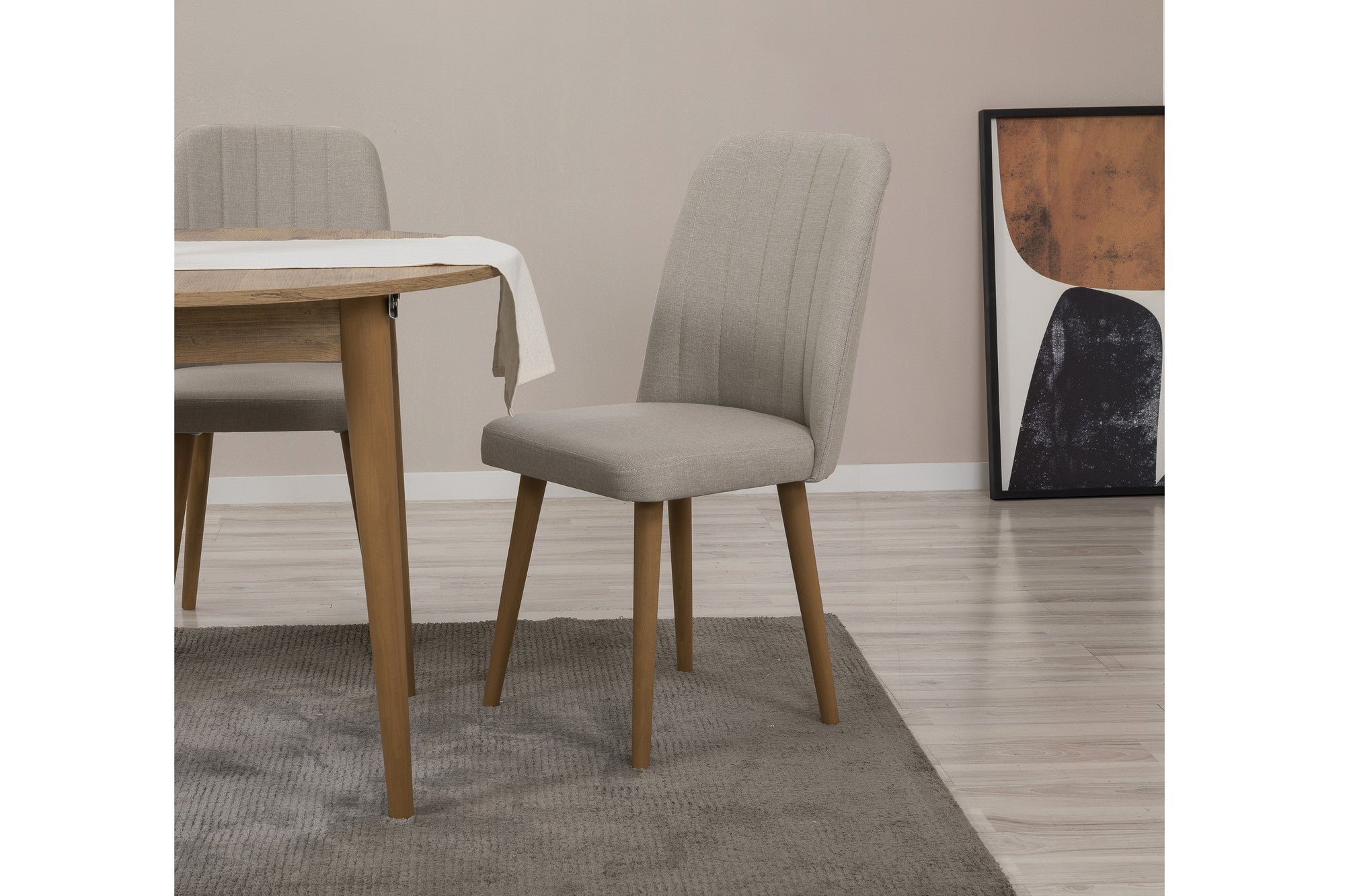 Conjunto de mesa de jantar extensível e cadeiras (5 peças), pinho atlântico e creme, 100 cm (aberto: 139 cm) | 100% revestido em melamina, 18 mm de espessura | Elegante e funcional para espaços de jantar modernos