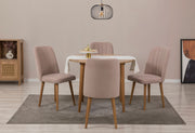 Conjunto de mesa de jantar extensível e cadeiras (5 peças), pinho atlântico e pedra, 100 cm (aberto: 139 cm) | 100% revestido em melamina, 18 mm de espessura | Elegante e funcional para espaços de jantar modernos