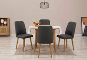 Conjunto de mesa de jantar extensível e cadeiras (5 peças), pinho do Atlântico e antracite, 100 cm (abertura 139 cm) | 100% revestido em melamina, 18 mm de espessura | Elegante e funcional para espaços de jantar modernos