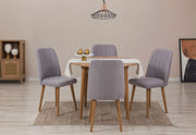 Conjunto de mesa de jantar extensível e cadeiras (5 peças), pinho atlântico e cinza, 100 cm (abertura 139 cm) | 100% revestido em melamina, 18 mm de espessura | Elegante e funcional para salas de jantar modernas