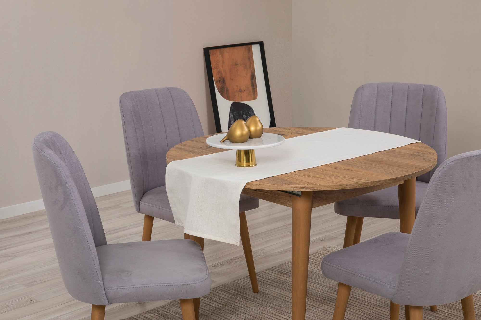 Conjunto de mesa de jantar extensível e cadeiras (5 peças), pinho atlântico e cinza, 100 cm (abertura 139 cm) | 100% revestido em melamina, 18 mm de espessura | Elegante e funcional para salas de jantar modernas