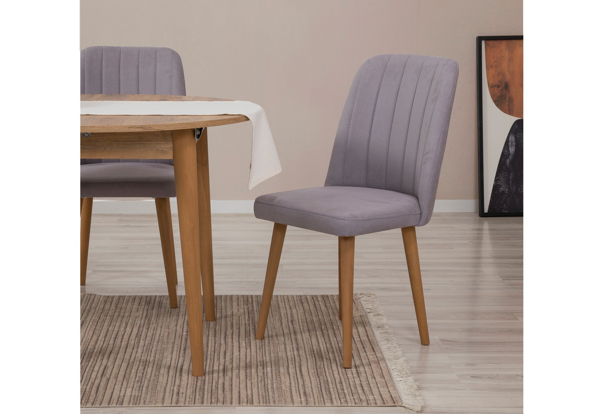 Conjunto de mesa de jantar extensível e cadeiras (5 peças), pinho atlântico e cinza, 100 cm (abertura 139 cm) | 100% revestido em melamina, 18 mm de espessura | Elegante e funcional para salas de jantar modernas