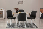 Conjunto de mesa de jantar extensível e cadeiras (5 peças), branco e antracite, 100 cm (aberto: 139 cm) | 100% revestido em melamina, 18 mm de espessura | Elegante e funcional para espaços de jantar modernos