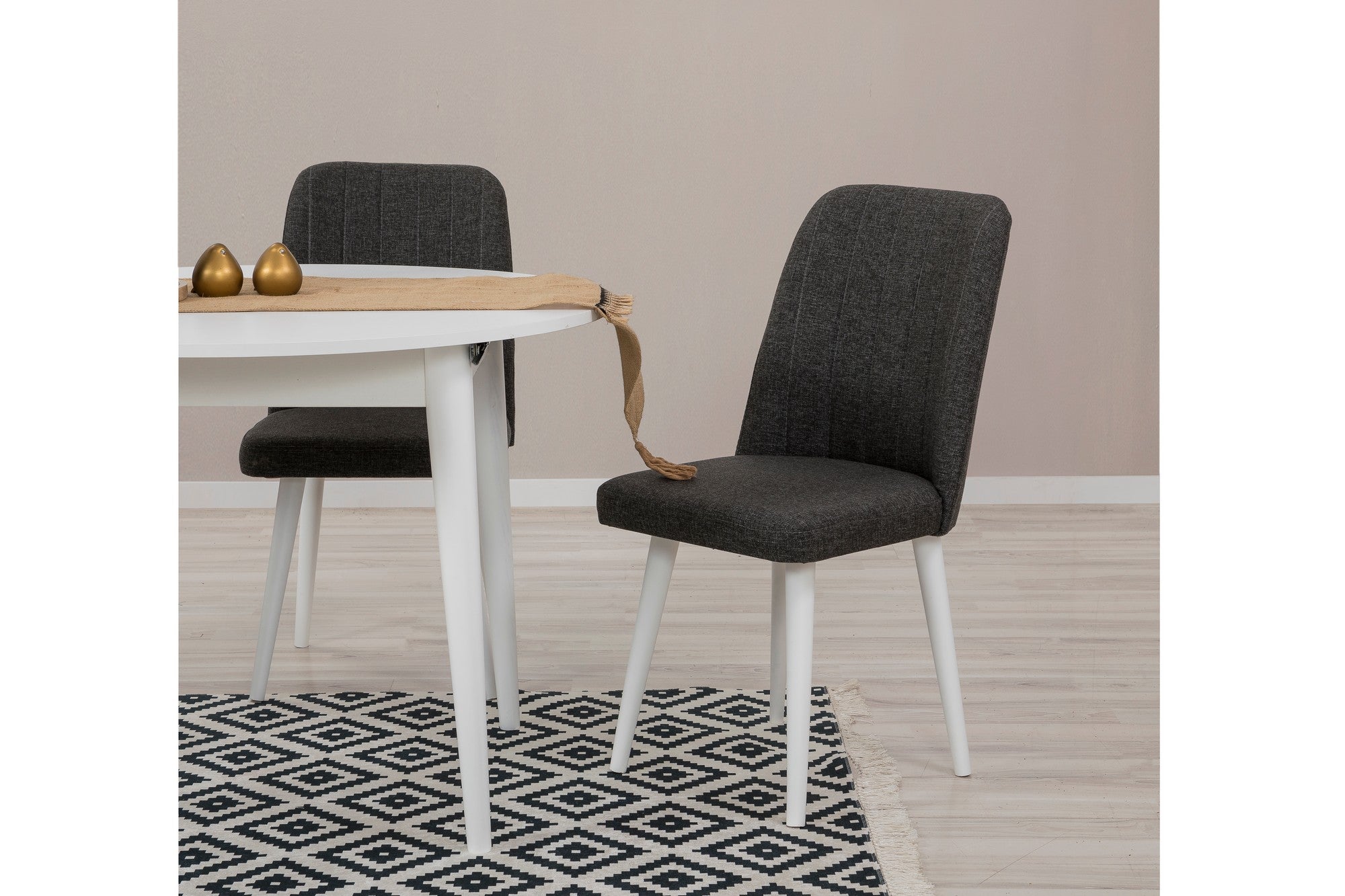 Conjunto de mesa de jantar extensível e cadeiras (5 peças), branco e antracite, 100 cm (aberto: 139 cm) | 100% revestido em melamina, 18 mm de espessura | Elegante e funcional para espaços de jantar modernos