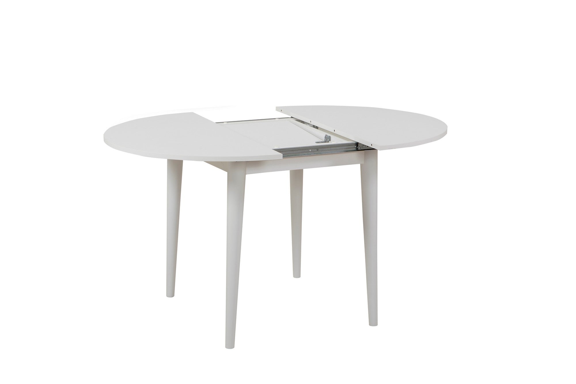 Conjunto de mesa de jantar extensível e cadeiras (5 peças), branco e pedra, 100 cm (aberto: 139 cm) | 100% revestido em melamina, 18 mm de espessura | Elegante e funcional para espaços de jantar modernos