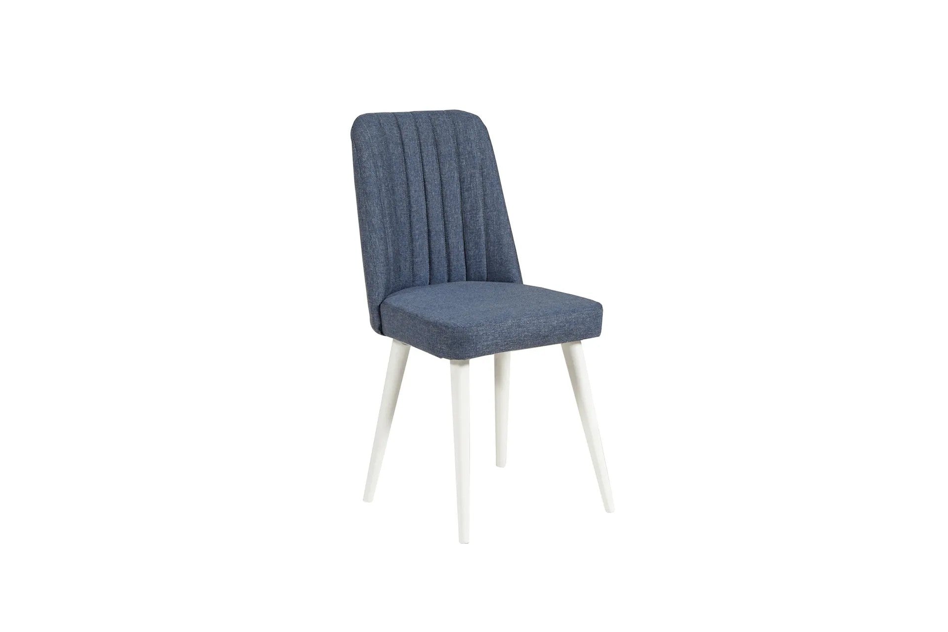 Conjunto de mesa de jantar extensível e cadeiras (5 peças), branco e azul-marinho, 100 cm (aberto: 139 cm) | 100% revestido em melamina, 18 mm de espessura | Elegante e funcional para salas de jantar modernas