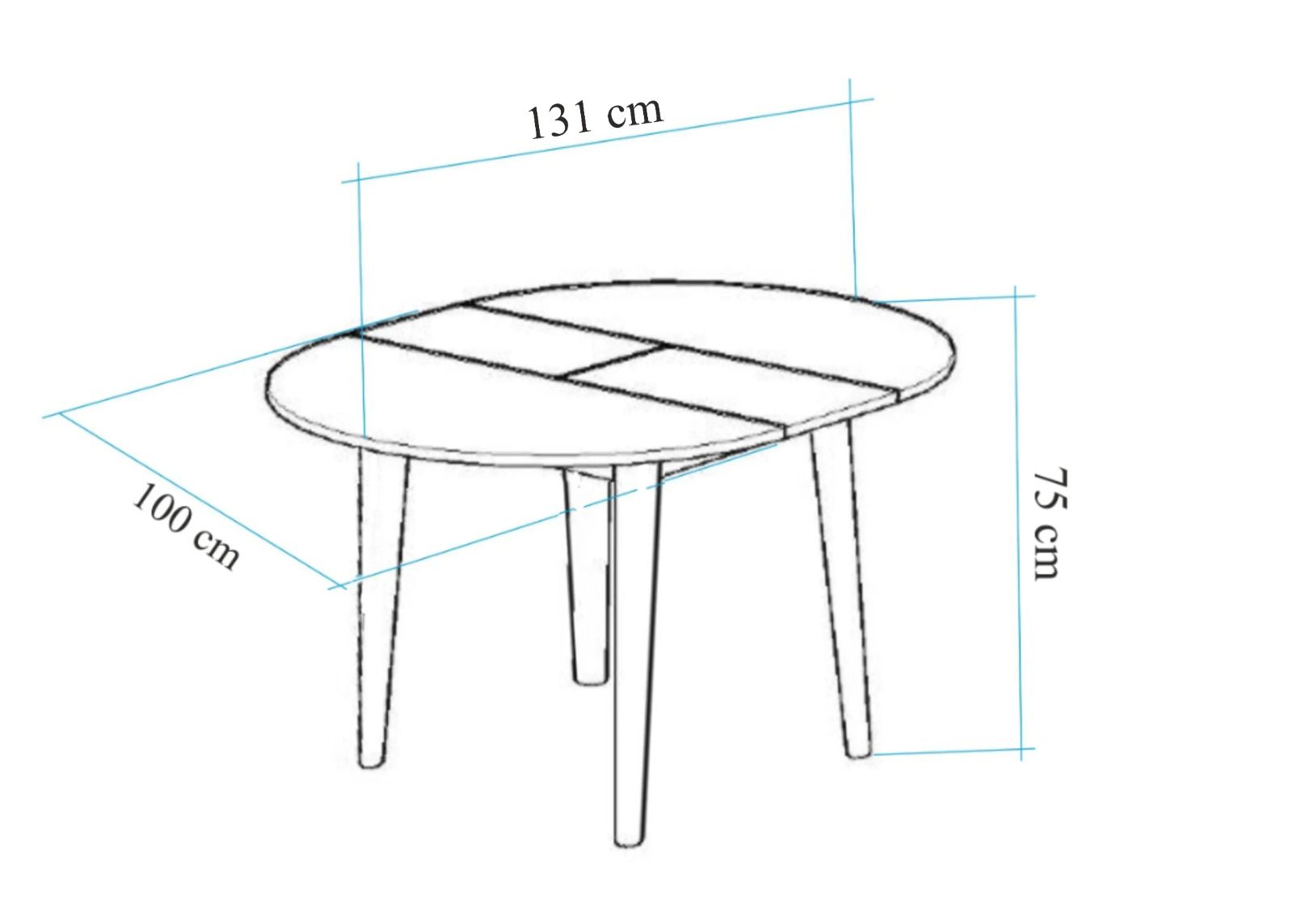 Conjunto de mesa de jantar extensível e cadeiras (3 peças), branco, 100 cm (aberto: 131 cm) | 100% revestido em melamina, pernas de madeira de faia | Elegante e funcional para refeições modernas