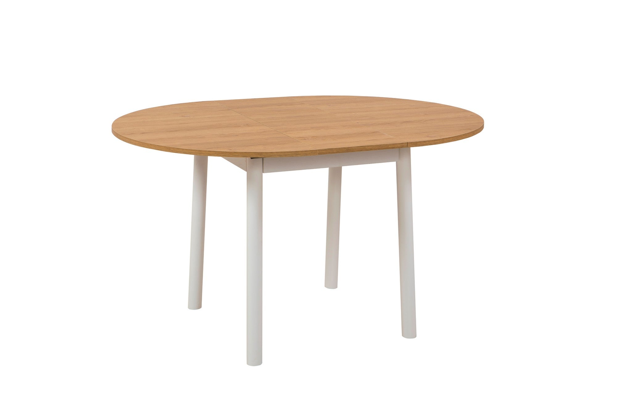 Conjunto de mesa de jantar extensível com cadeiras (3 peças), branco e carvalho, 100 cm (aberto: 131 cm) | 100% revestido em melamina, pernas de madeira de faia | Elegante e funcional para refeições modernas