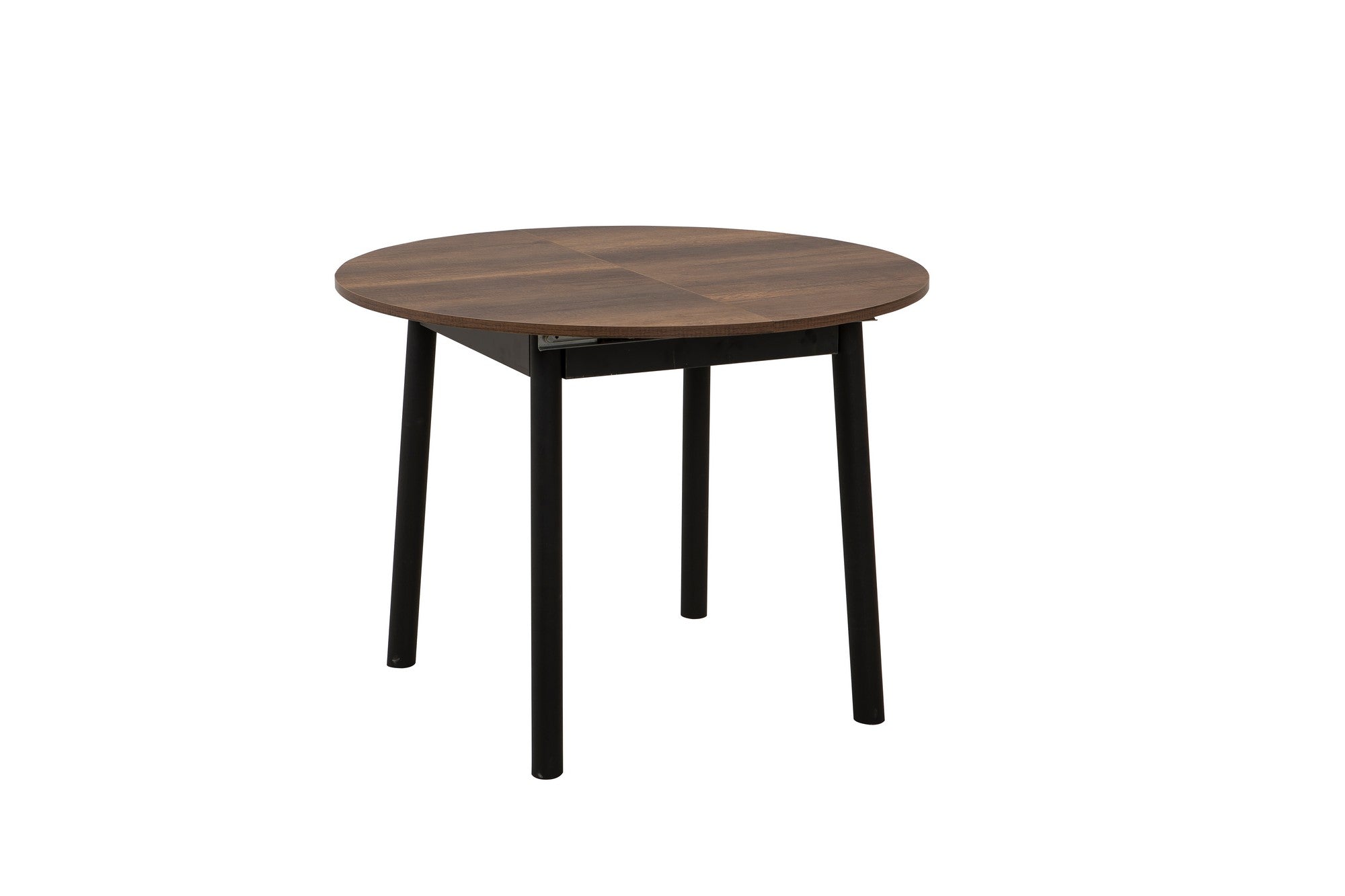 Conjunto de mesa de jantar extensível e cadeiras (3 peças), preto e nogueira, 100 cm | 100% revestido em melamina, pernas de madeira de faia | Elegante e funcional para refeições modernas