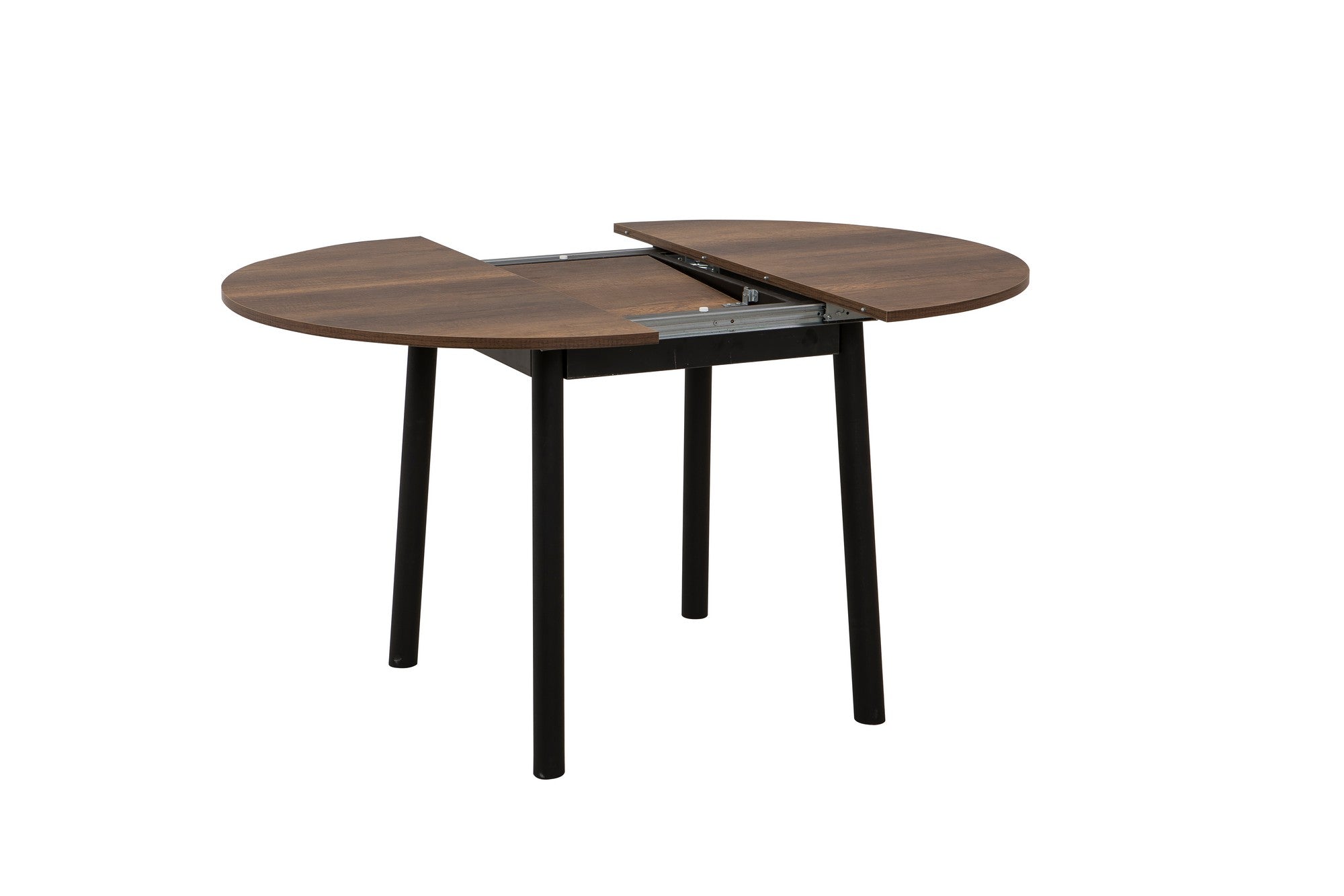 Conjunto de mesa de jantar extensível e cadeiras (3 peças), preto e nogueira, 100 cm | 100% revestido em melamina, pernas de madeira de faia | Elegante e funcional para refeições modernas