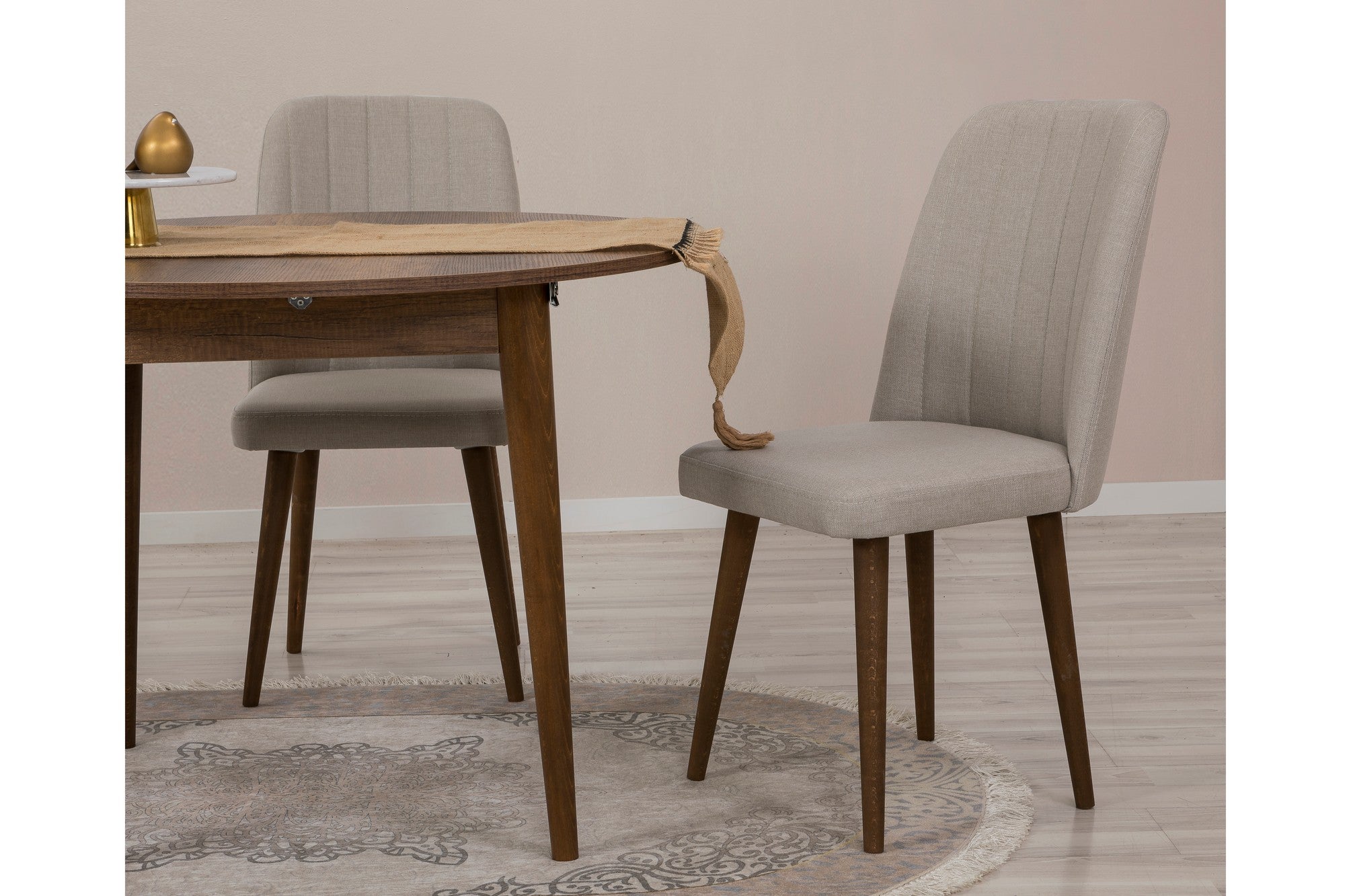 Conjunto de mesa de jantar extensível e cadeiras (3 peças), branco e creme, 100 cm | 100% revestido em melamina, 18 mm de espessura | Pernas de madeira elegantes, perfeitas para salas de jantar modernas