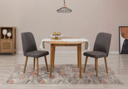 Conjunto de mesa de jantar extensível e cadeiras (3 peças), pinho do Atlântico e antracite, 100 cm (aberto: 131 cm) | 100% revestido em melamina, pernas de madeira | Elegante e funcional para refeições modernas