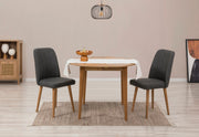 Conjunto de mesa de jantar extensível e cadeiras (3 peças), pinho do Atlântico e antracite, 100 cm (aberto: 131 cm) | 100% revestido em melamina, pernas de madeira | Elegante e funcional para refeições modernas
