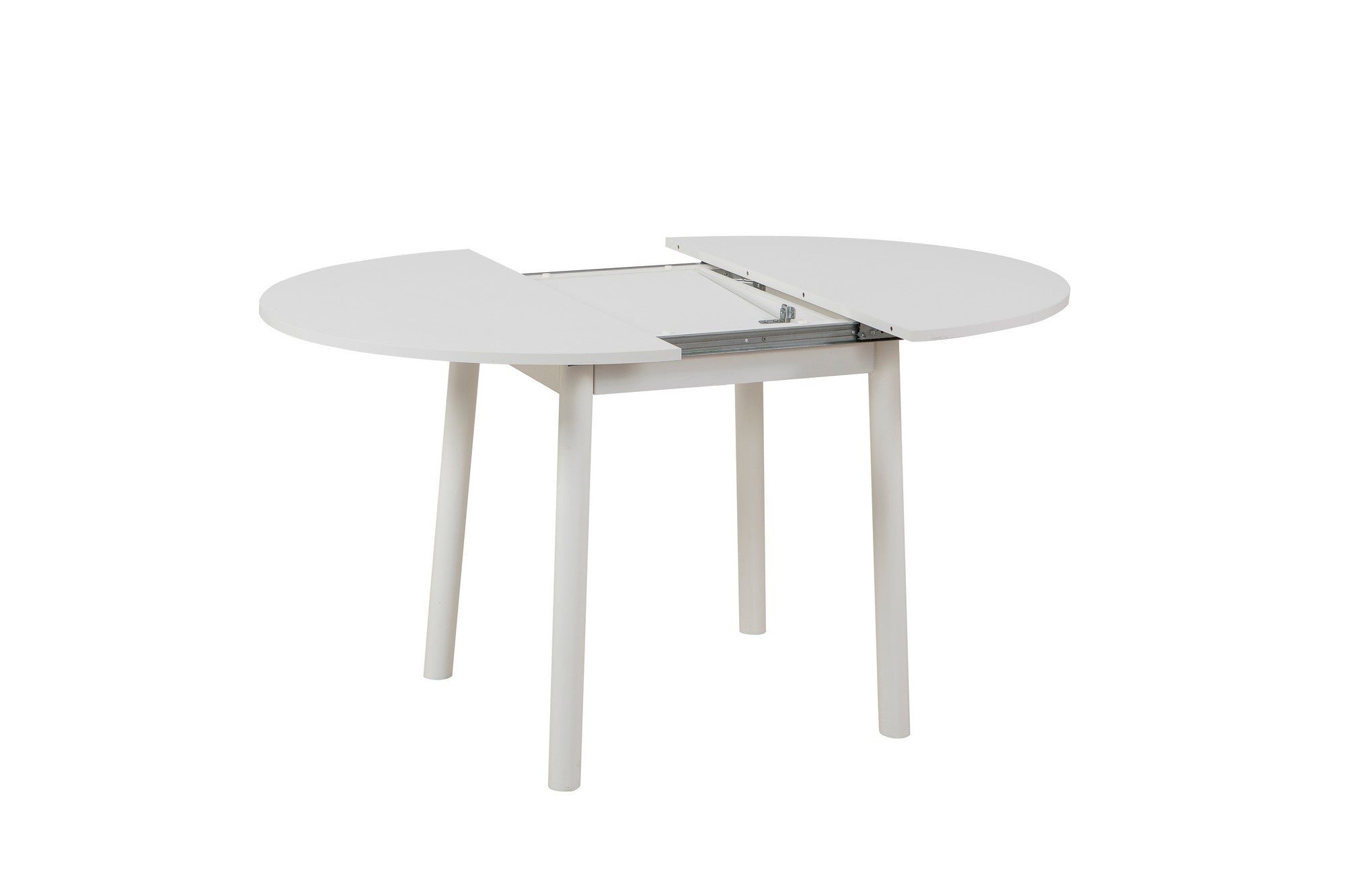 Mesa de Jantar Extensível, Branca, 100 x 100 cm (Aberta: 139 cm) | Painel de Partículas 100% Revestido em Melamina, 18 mm de Espessura, Pernas em Madeira de Faia | Design Moderno e Elegante