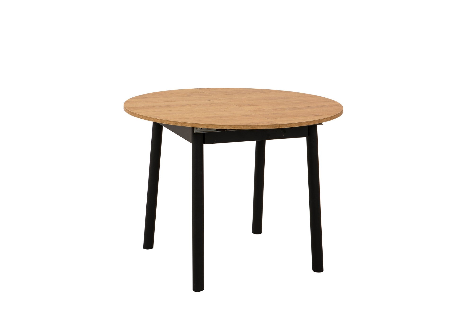 Mesa de Jantar Extensível, Carvalho e Preto, 100 x 100 cm (Aberta: 131 cm) | Painel de Partículas 100% Revestido em Melamina, Pés em Madeira de Faia | Design Elegante e Funcional