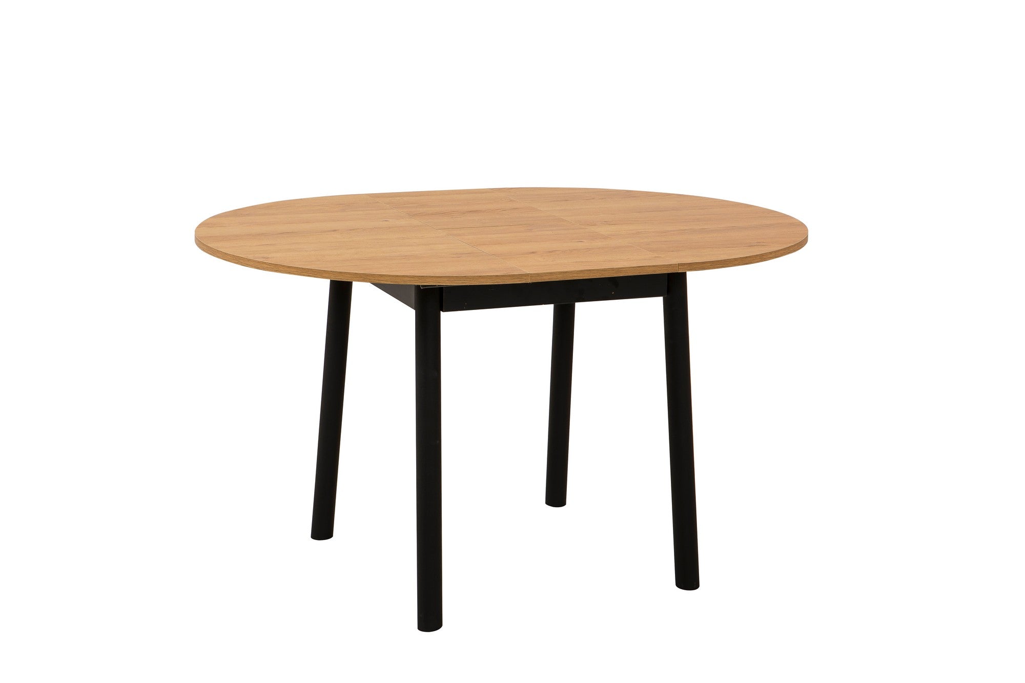 Mesa de Jantar Extensível, Carvalho e Preto, 100 x 100 cm (Aberta: 131 cm) | Painel de Partículas 100% Revestido em Melamina, Pés em Madeira de Faia | Design Elegante e Funcional