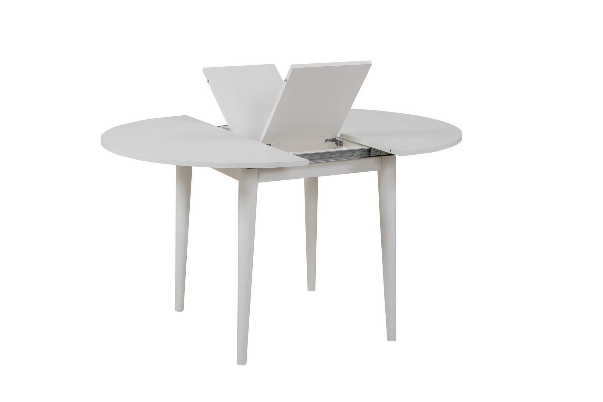Mesa de Jantar Extensível, Branca, 100 x 100 cm (Aberta: 131 cm) | Painel de Partículas 100% Revestido em Melamina, 18 mm de Espessura, Pernas de Madeira Resistente | Design Moderno e Versátil