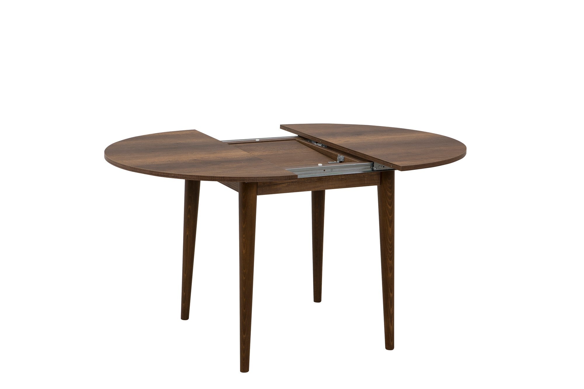 Mesa de Jantar Extensível, Nogueira, 100 x 100 cm (Aberta: 131 cm) | Painel de Partículas 100% Revestido em Melamina, 18 mm de Espessura, Pernas de Madeira Resistente | Perfeita para Espaços de Jantar Modernos