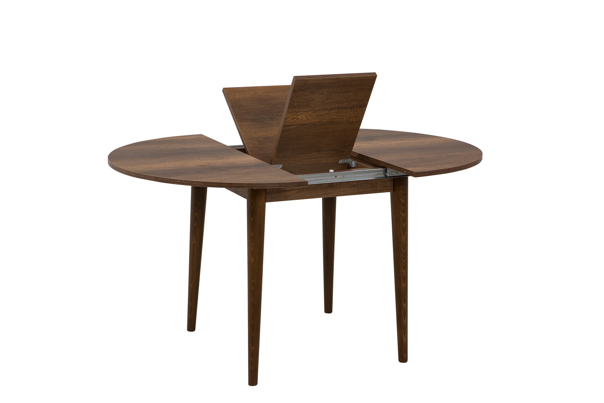 Mesa de Jantar Extensível, Nogueira, 100 x 100 cm (Aberta: 131 cm) | Painel de Partículas 100% Revestido em Melamina, 18 mm de Espessura, Pernas de Madeira Resistente | Perfeita para Espaços de Jantar Modernos