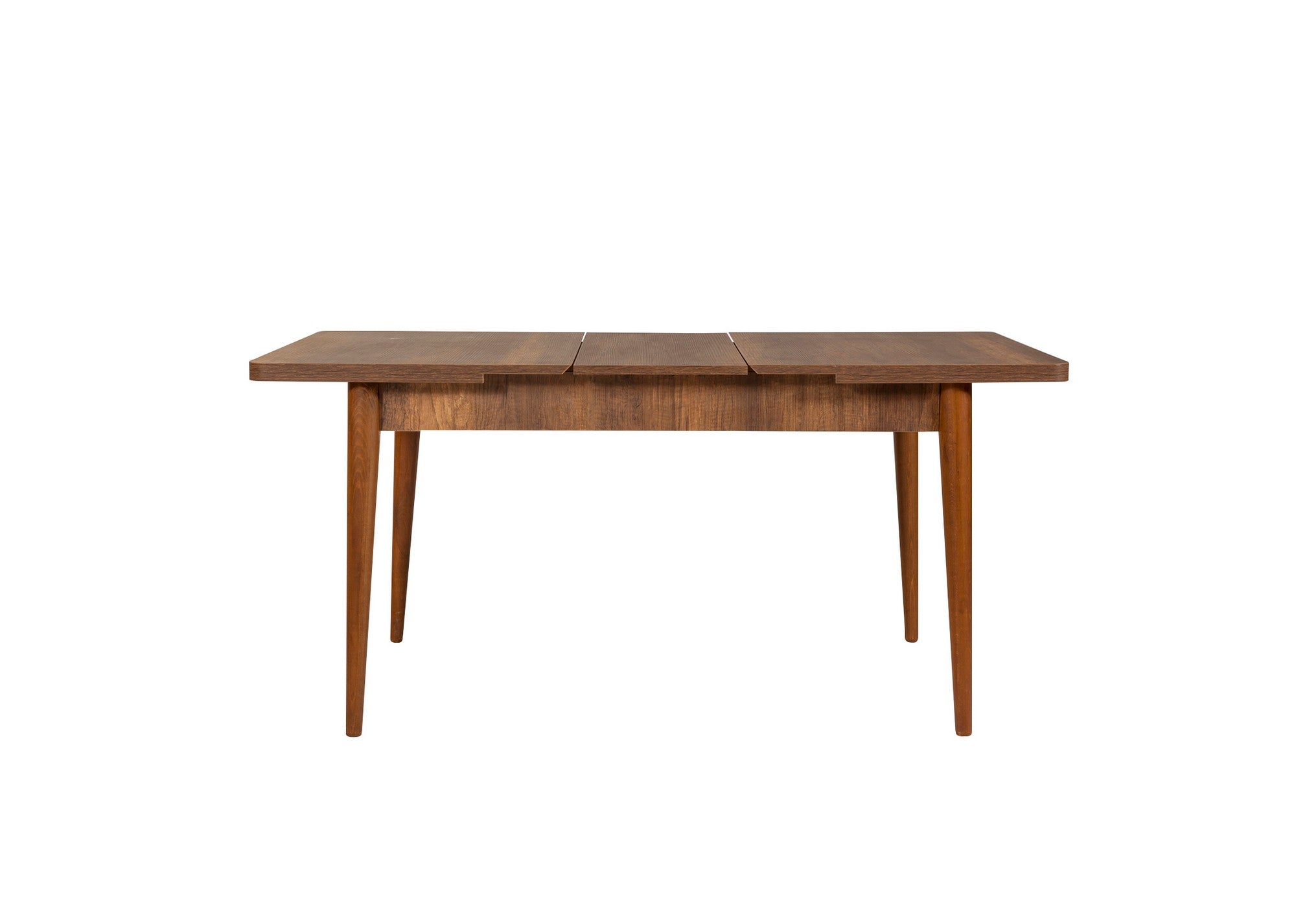 Conjunto de mesa de jantar extensível e cadeiras (6 peças), nogueira e antracite, 130-165 cm | 100% revestido em melamina, tecido de linho, pernas de madeira de carpa | Elegante e funcional para refeições modernas