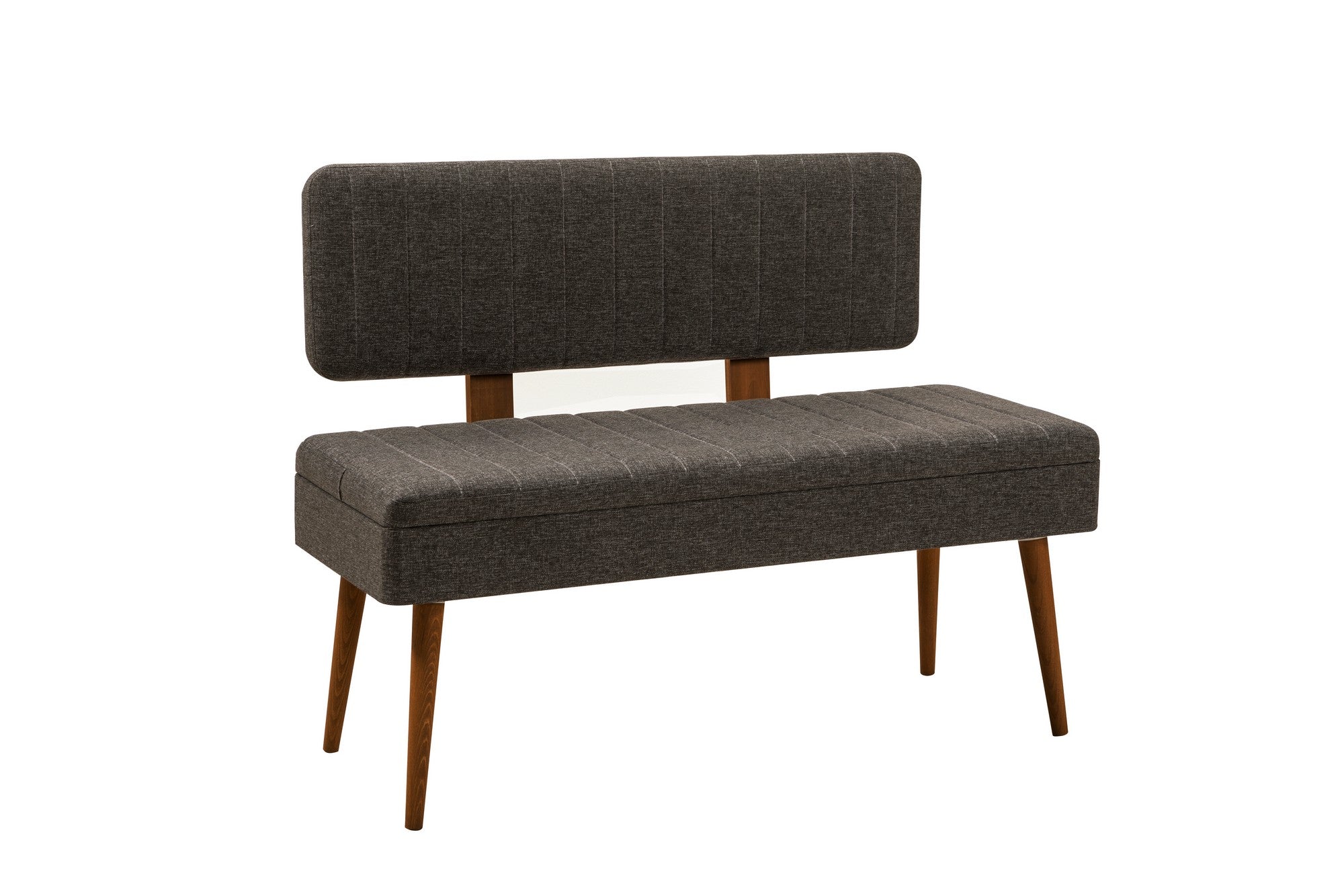 Conjunto de mesa de jantar extensível e cadeiras (6 peças), nogueira e antracite, 130-165 cm | 100% revestido em melamina, tecido de linho, pernas de madeira de carpa | Elegante e funcional para refeições modernas