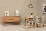 Conjunto de mesa de jantar extensível, cadeiras e Aparador (6 peças)-Vina-Pinho Atlântico
Creme