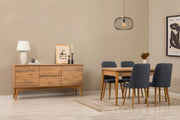 Conjunto de mesa de jantar extensível, cadeiras e Aparador (6 peças)-Vina-Pinheiro Atlântico
Azul Escuro