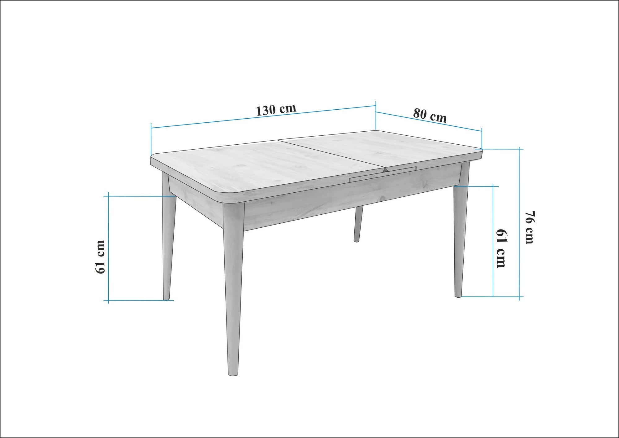 Conjunto de mesa de jantar extensível, cadeiras e Aparador (6 peças)-Vina-Pedra de Pinho Atlântico