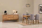 Conjunto de mesa de jantar extensível, cadeiras e Aparador (6 peças)-Vina-Pinheiro Atlântico
Cinza