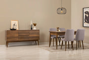 Conjunto de mesa de jantar extensível, cadeiras e Aparador (6 peças)-Vina-Nogueira
Cinza