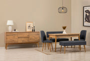 Conjunto de mesa de jantar extensível, cadeiras e Aparador (6 peças)-Vina-Pinheiro Atlântico
Azul Escuro
