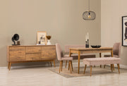 Conjunto de mesa de jantar extensível, cadeiras e Aparador (6 peças)-Vina-Pedra de Pinho Atlântico