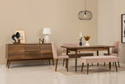 Conjunto de mesa de jantar extensível, cadeiras e Aparador (6 peças)-Vina-Nogueira
Pedra