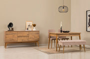 Conjunto de mesa de jantar extensível, cadeiras e Aparador (5 peças)-Vina-Pedra de Pinho Atlântico